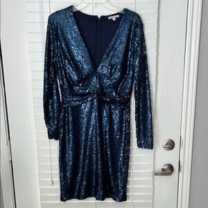 charlotte russe blue sequin dress Charlotte Russe Blue and Black Flip Sequin Strapless